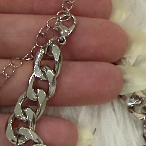 Silver and Blue Authentic LV Charm Pendant on Unbranded Silvertone Bracelet - Picture 3 of 5